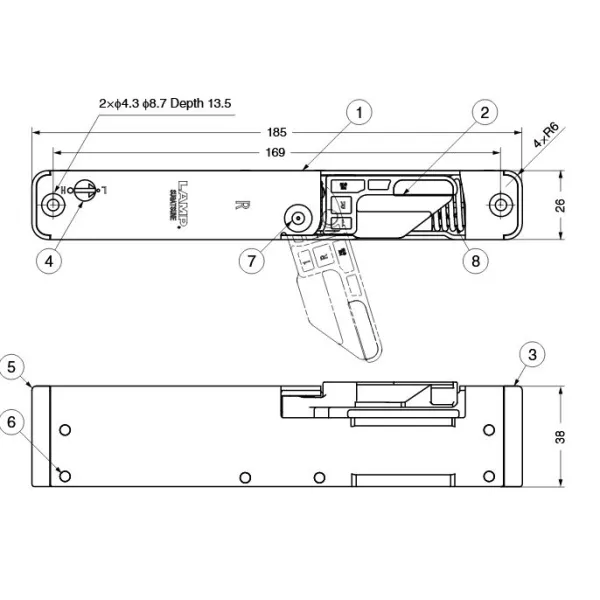 Door damper, hidden, left