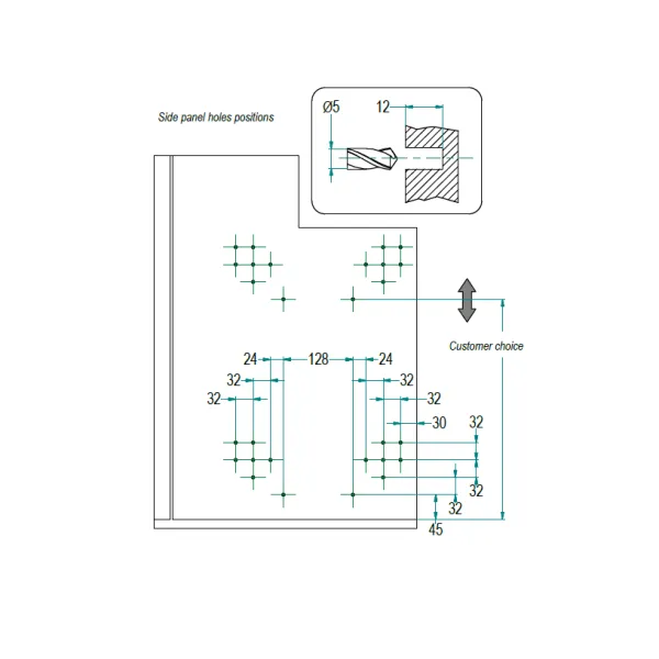 Rotating full extraction shelves Combi's 2 Ellite, for corner unit, 500mm, right, titanium