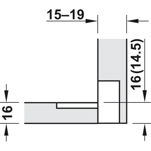 Flap hinge 90° Plano-Medial, zinc alloy/plastic, chrome plated/white