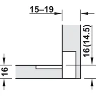 Flap hinge 90° Plano-Medial, zinc alloy/plastic, chrome plated/white