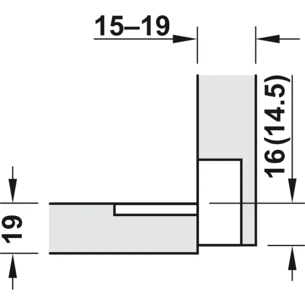 Flap hinge 90° Plano-Medial, zinc alloy/plastic, chrome plated/white