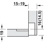 Lankstas barui 90° Plano-Medial, cinko lydinys/plastikas, chromas/balta