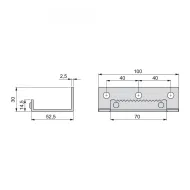 Door opening plate L100mm stainless steel