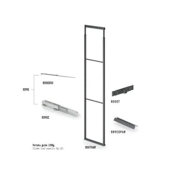 Ūkinės spintos rėmas 859 Hyper, ištraukiamas, MP150mm, H1885-2285mm, antracitas
