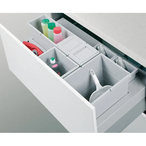 Eight compartment waste sorter, 1x18, 1x12, 2x8 and 3x2.5 litres, Hailo Separato Moovit, 3603-93