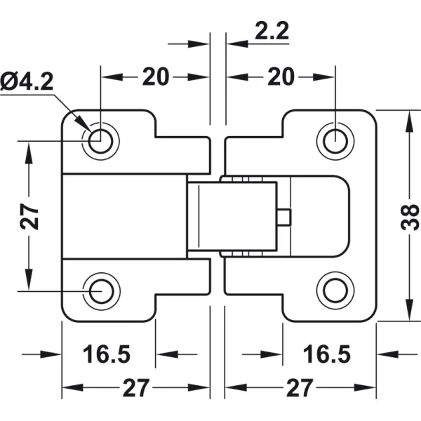 Flap hinge, 90°, 3D adjustable, for wooden flaps