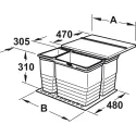 Four-bin waste sorter, For Häfele Matrix Box P, 2x8 and 1x17 litres / 2x8 and 2x17 litres
