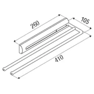 Pull-out towel rail, double, L410mm chrome