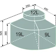 Three compartment bins Cabbi-3 40l (19l+9l+12l)