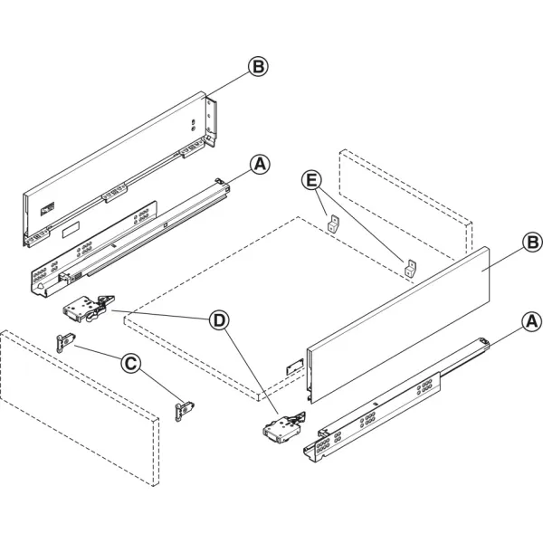Stalčių šonai Matrix Box Slim A Synchro, H128mm, L350mm, 30kg, švelnaus uždarymo, antracitas
