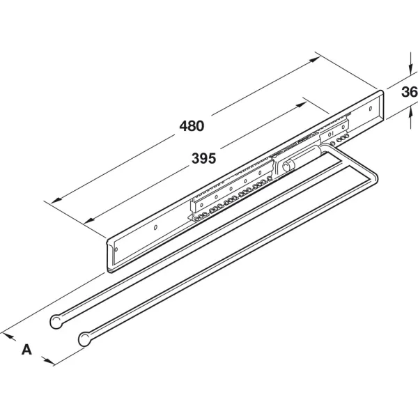 Rankšluostinė ištraukiama triguba L480mm