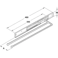 Towel rail, steel, chrome plated, polished, extending runners