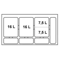 Šiukšliadėžė 4 dalių su padėklu 2x16l+2x7,5l
