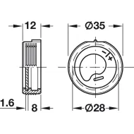 Cabinet hanger, For mounting in drilled hole, with height adjustment