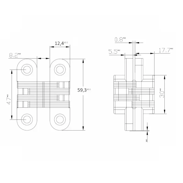 Lankstas šarnyrinis VICI 59,3x12,4mm, juodas SISO