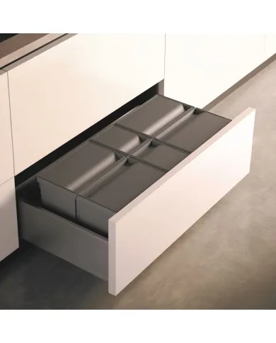 Wastebin V-L9XL, for inserting into pull out systems, W600mm 1x26+1x11l H275mm anthracite
