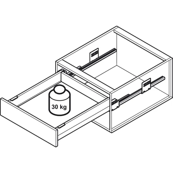 Stalčių šonai Matrix Box Slim A Synchro, H128mm, L350mm, 30kg, švelnaus uždarymo, pilka