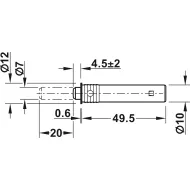 Atmetiklis durelių įfrezuojamas gumuotas L20mm, pilka