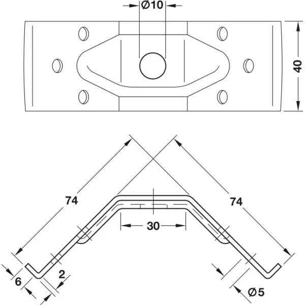 Leg fitting for tables with frames, height 40mm, table fittings