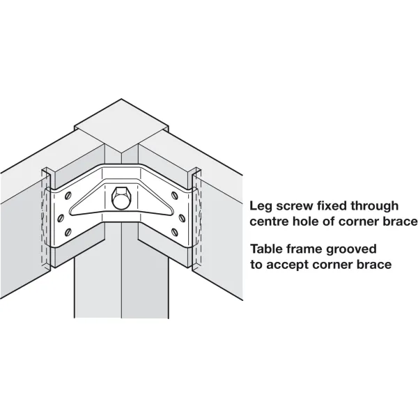 Leg fitting for tables with frames, height 40mm, table fittings
