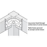 Leg fitting for tables with frames, height 40mm, table fittings