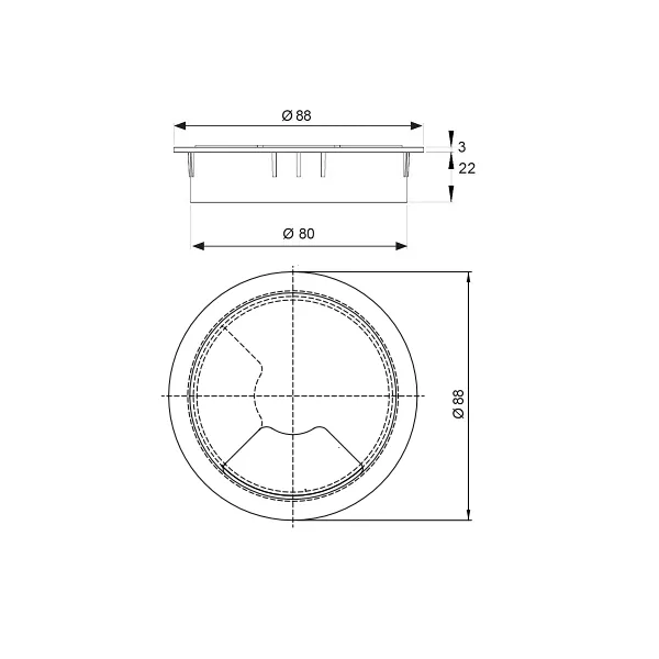 Cable grommet Ø80mm black