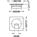 Lizdas laidams Ø60mm, 80x80mm, plastikinis aliuminis