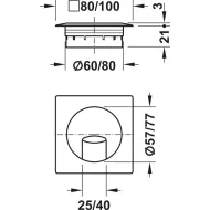 Lizdas laidams Ø60mm, 80x80mm, plastikinis aliuminis