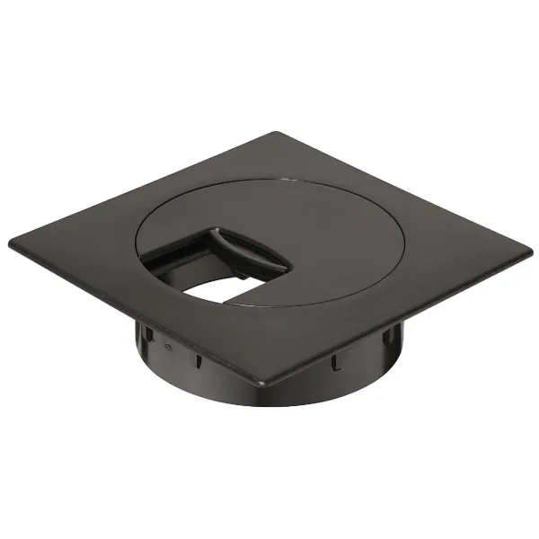 Lizdas laidams Ø60mm, 80x80mm, plastikinis juoda
