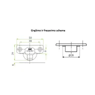 Hinge 105°, inset, 15mm