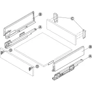 Drawer side runner system, Häfele Matrix Box S35, drawer side height L120mm, load bearing capacity 35kg