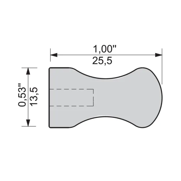 Aluminium handle, screw-mounted, from profile P-A08