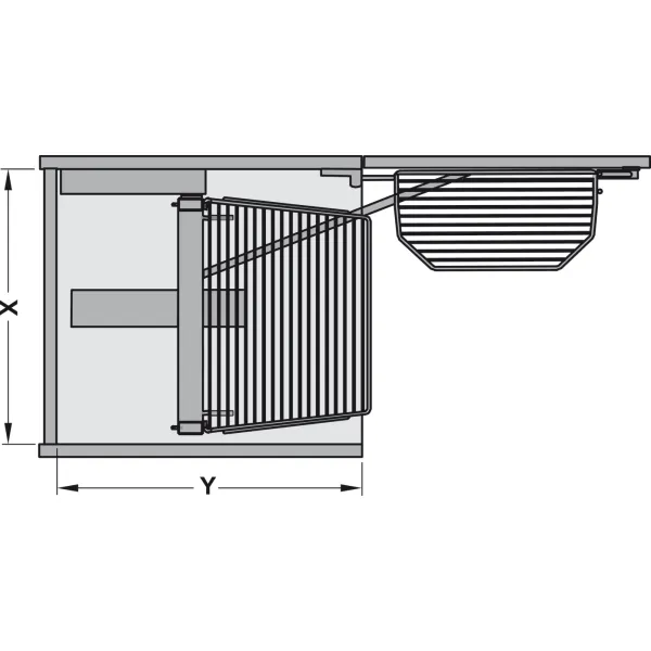 Larder unit pull-out, Kesseböhmer Tandem, with separate door shelf and height adjustable hanging bas