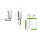 Hinge for glass 26°, full overlay, 0mm