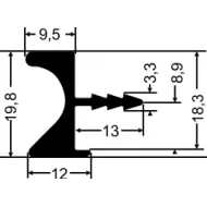 Aluminium handle, recessed, from profile P-A23