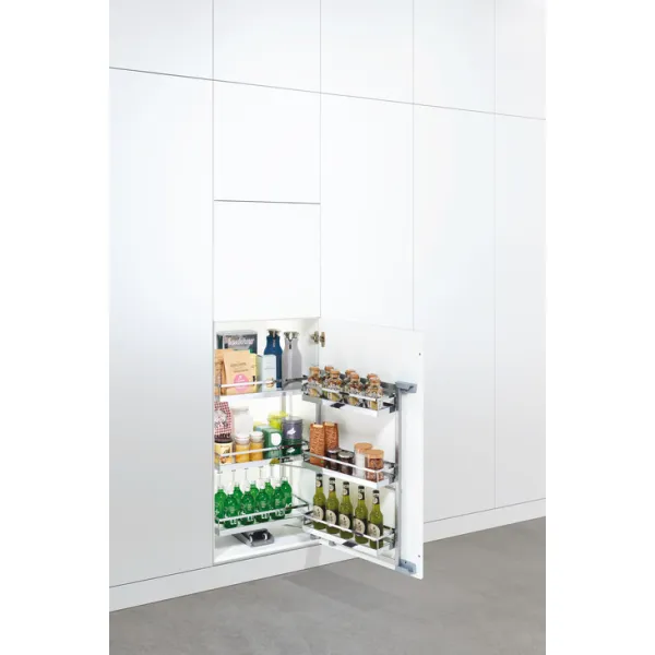 Larder unit pull-out, Kesseböhmer Tandem, with separate door shelf and height adjustable hanging bas