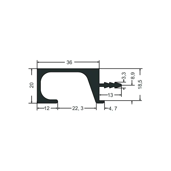 Aluminium handle, recessed, from profile P-A37