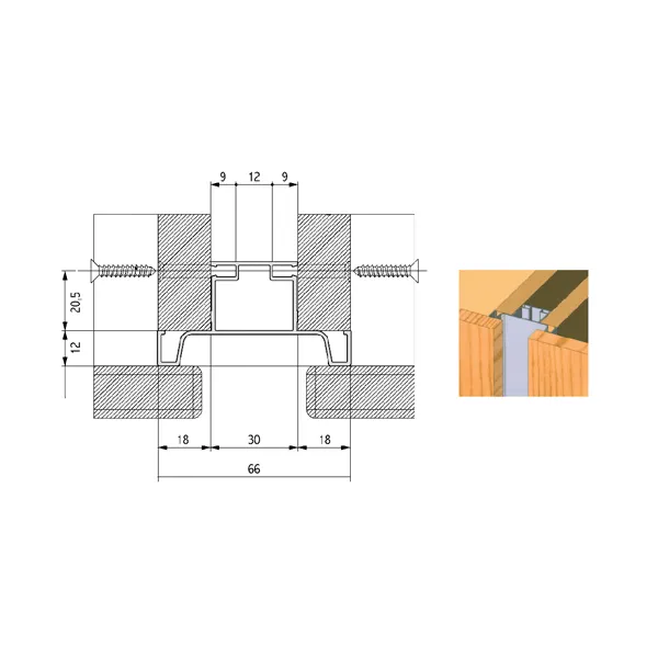 Aluminium Gola handle, double vertical, from profile P-A402