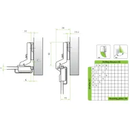Hinge for glass 26°, inset, 15mm