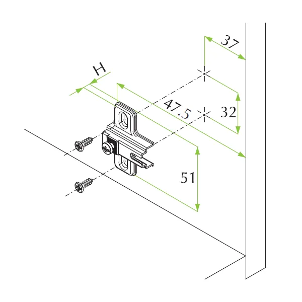 Mounting plate 4mm for hinge 26°