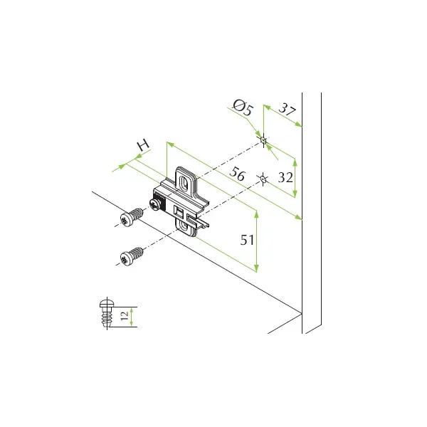 Mounting plate 0mm with euro screw for hinge 35°