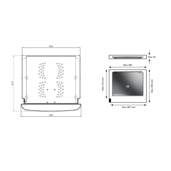 Gray lockable laptop drawer