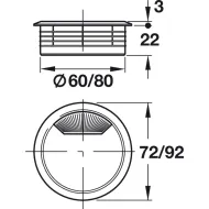 Cable outlet, drill hole Ø60mm or 80mm