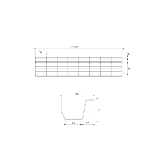 Cable tray 720x150x105mm white