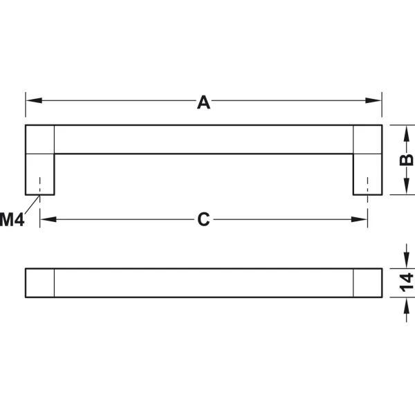 Rankenėlė H1935 CC192mm, 206x34mm, juoda anoduota