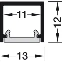 Profile for under mounting, Häfele Loox5 profile 2102 for 8mm LED strip lights