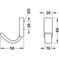 Wardrobe hook zi.gold 20x60x56mm