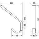 Wardrobe hook zi. 19x141x113mm