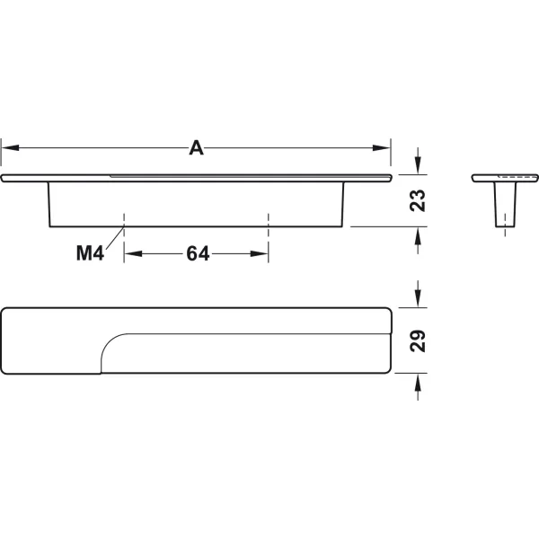 Rankenėlė H2195 CC64mm, L173mm, šlifuoto nikelio spalva