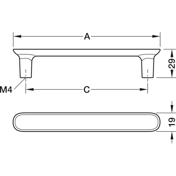Furniture handle, Handle with base, zinc alloy, Häfele Déco, model H2320